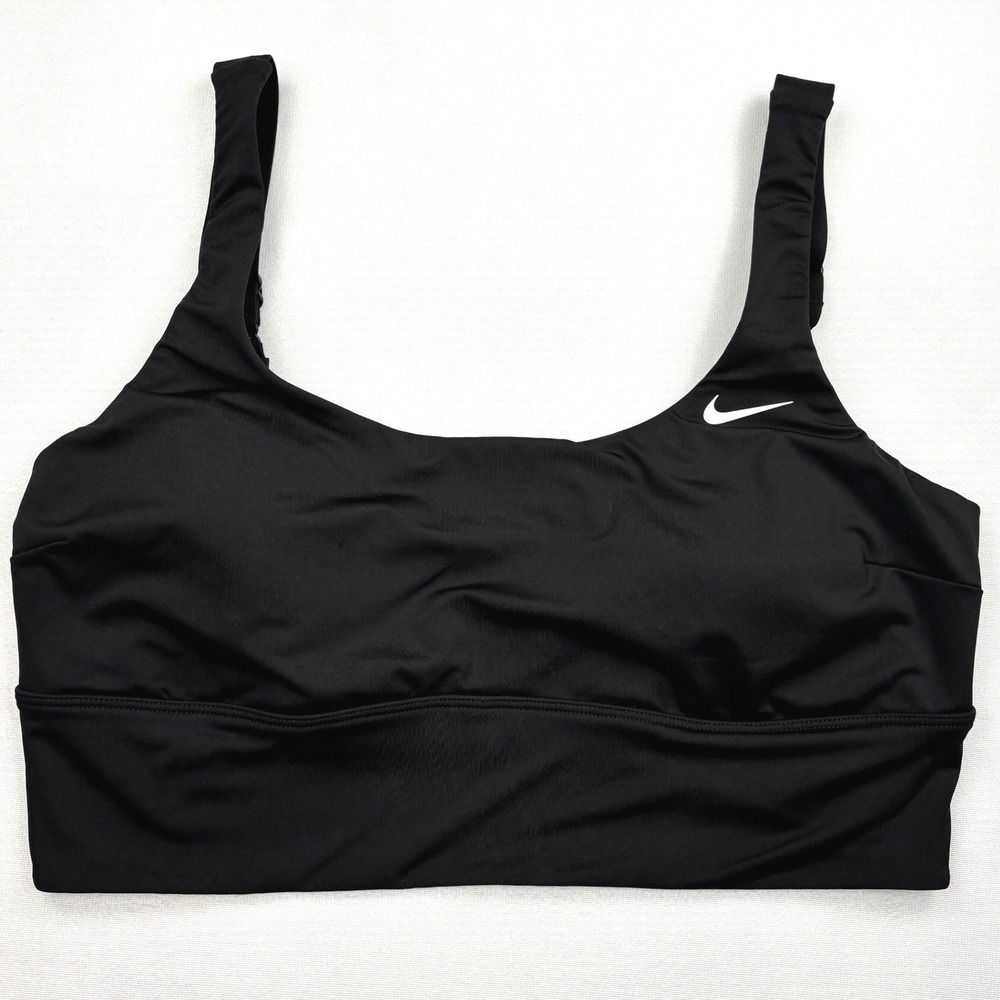 Nike Swim Bikini Top Womens Large Black Essential Scoop Neck Bralette NESSA229 L